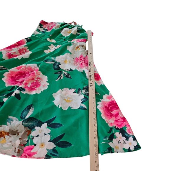 ELIZA J Dress Womens 4 Green Floral Sleeveless Halter‎ Midi Pockets Lined A-Line - Picture 10 of 11